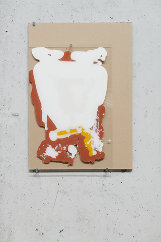 <b>Untitled</b>, saponified lye, fat, cardboard, acrylic glass, mineral pigment, 50 × 70 cm, 2015
